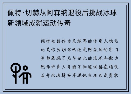 佩特·切赫从阿森纳退役后挑战冰球新领域成就运动传奇